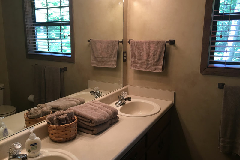 Bathroom 2 – Upstairs Hall – Double Vanity and Shower
